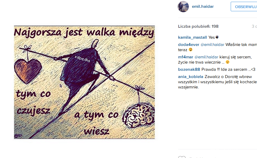 Emil Haidar na Instagramie
