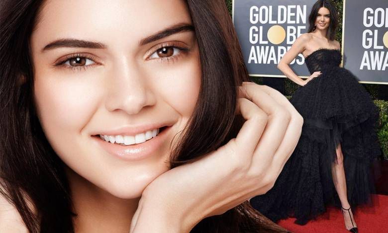 Złote Globy 2018: Suknia Kendall Jenner była zjawiskowa, ale i tak wszyscy mówią o jej problemach z cerą! (Photoshop vs rzeczywistość)