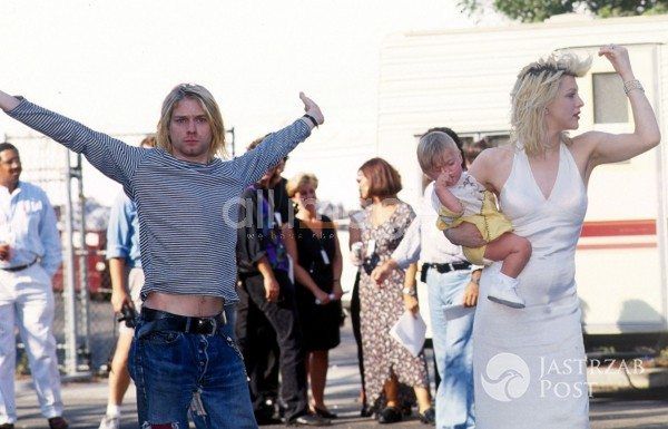 Kurt Cobain z Courtney Love i córką Frances