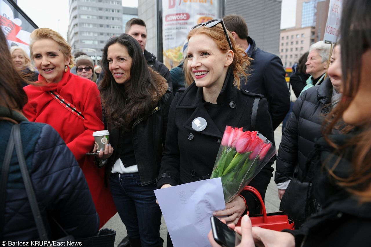 Jessica Chastain protestuje razem z Polkami