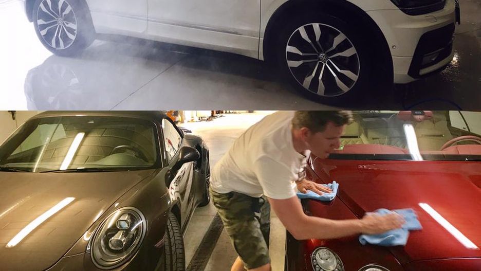 Mycie Volkswagena Tiguana, Porsche i Bentleya / fot. Filip Chajzer via Facebook