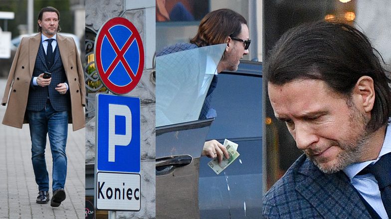 Elegancki Radosław Majdan załatwia biznesy na mieście i parkuje na zakazie (ZDJĘCIA)