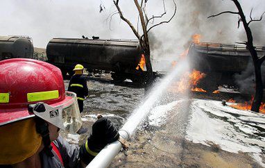 Płonie pociąg z paliwem w Bagdadzie