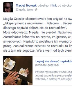 "Magda, nie pier..." - spór o napiwki. Gessler kontra Nowak