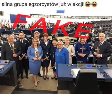 Fotomontaż z europosłami PiS obiega internet. "Krzyżowcy" okazali się fejkiem
