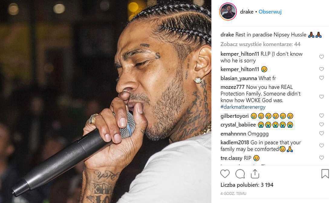 Drake żegna Nipseya Hussle