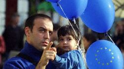 Baloniki w barwach Unii na słowackich ulicach