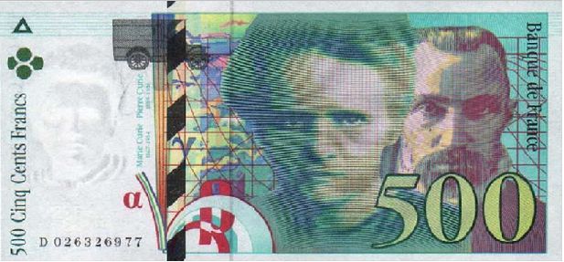 Tak wyglądał banknot 500-frankowy z Marią Curie 