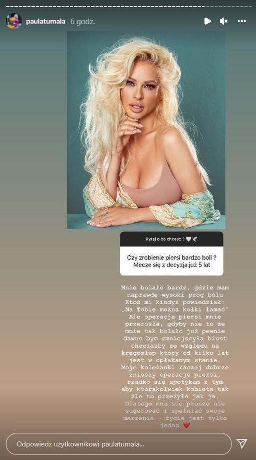 Paula Tumala o powiększeniu piersi. Bardzo żałuje tamtej decyzji