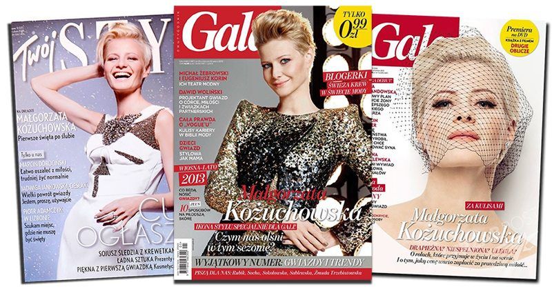 Okładki z Małgorzatą Kożuchowską - Twój Styl (grudzień 2008) i dwutygodnik Gala (10 luty 2013 i 17 listopada 2013)