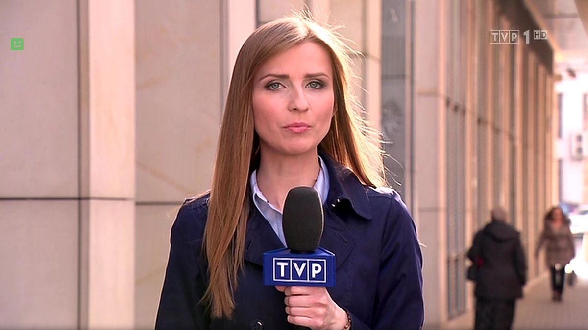 Ewa Bugała w trakcie relacji dla TVP