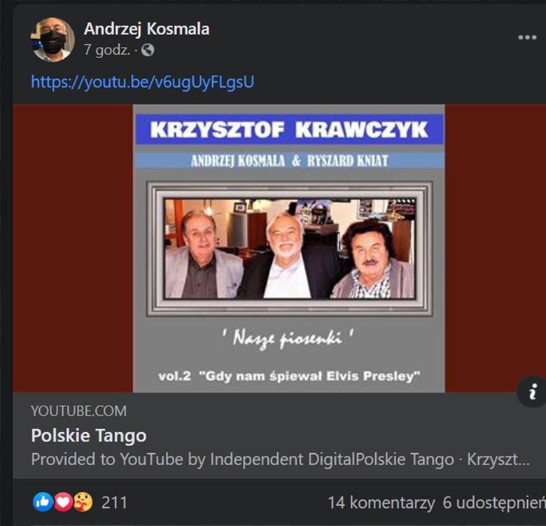 Andrzej Kosmala wspomina Krzysztofa Krawczyka w mediach społecznościowych. Przypomina piosenki muzyka