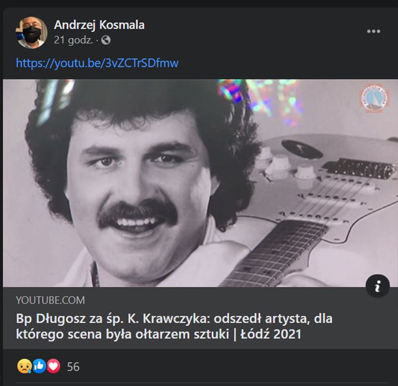 Andrzej Kosmala wspomina Krzysztofa Krawczyka w mediach społecznościowych. Przypomina piosenki muzyka