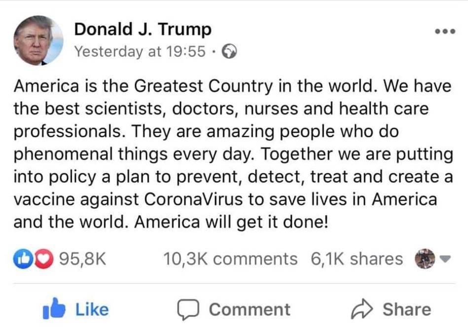 Donald Trump o koronawirusie