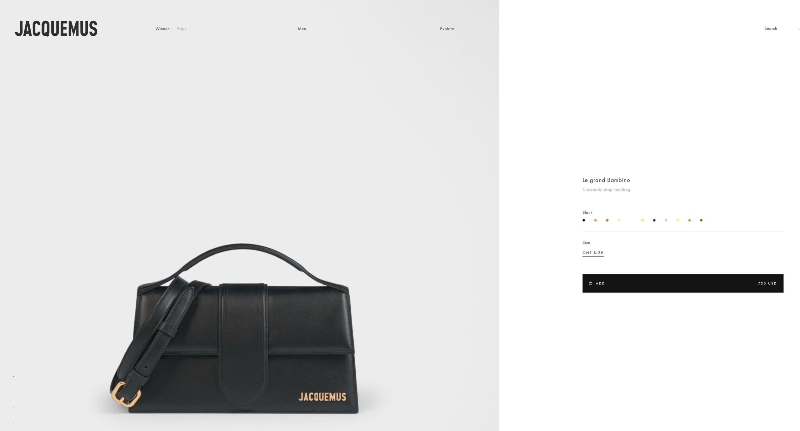 Torebka Julii Wieniawy | fot. zrzut ekranu www.jacquemus.com