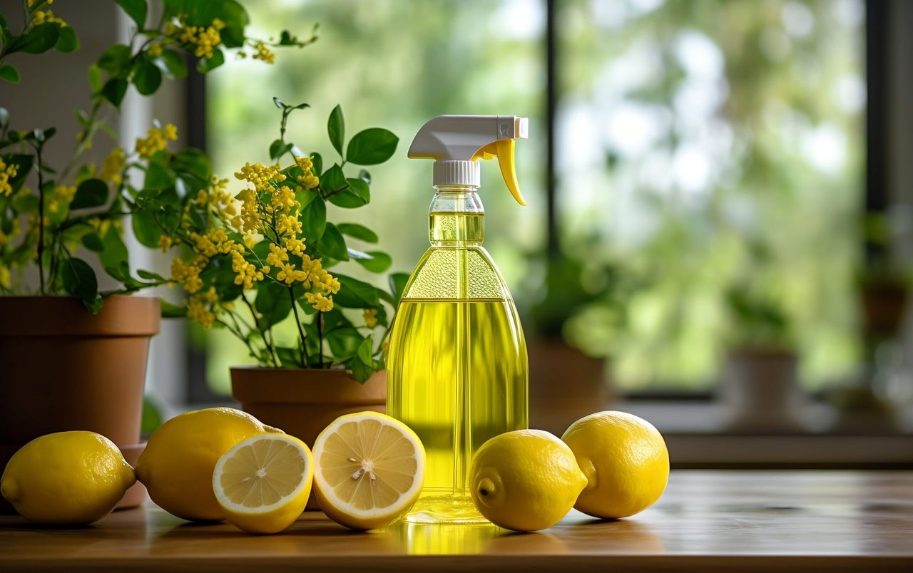 Homemade Lemon Cleaner Spray Generative AI