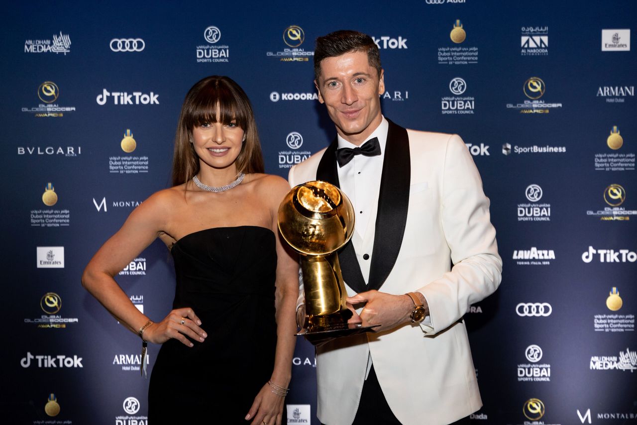 Robert Lewandowski i Anna Lewandowska na gali Globe Soccer Awards 2020
