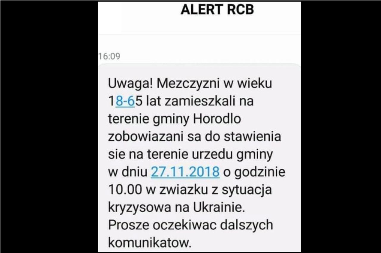 Fałszywy alert RCB. "Mężczyźni mają stawić się w urzędzie gminy w związku z sytuacją kryzysową na Ukrainie"