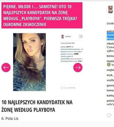 Pola Lis komentuje wróżnienie przez magazyn Playboy