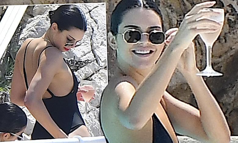 Kendall Jenner popija szampana w Cannes