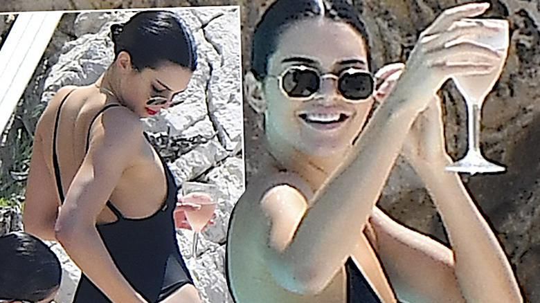 Kendall Jenner popija szampana w Cannes