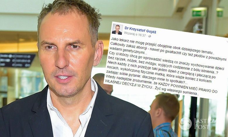 Dr Krzysztof Gojdź opublikował na swoim profilu post dotyczący prawa do aborcji. To hit sieci