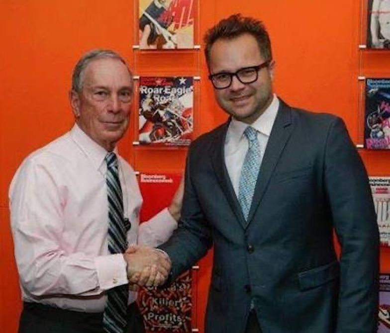 Robert Kowalski - ekonomista i przedsiębiorca z doświadczeniem w Dolinie Krzemowej (po prawej) z Michael'em Bloomberg'iem (po lewej).