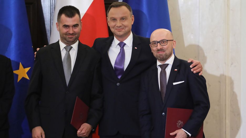 Błażej Spychalski (pierwszy z lewej) został rzecznikiem prezydenta Andrzeja Dudy