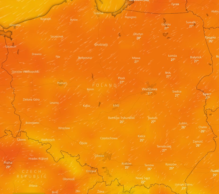 Mapa pokazuje temperatury w piątek 