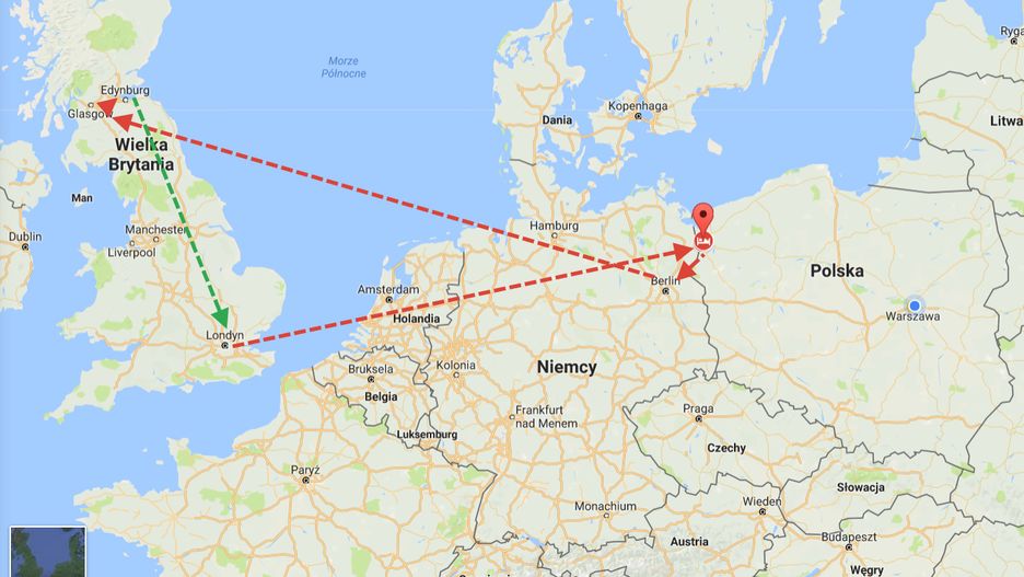 Z Londynu do Edynburga? Najtaniej przez Szczecin