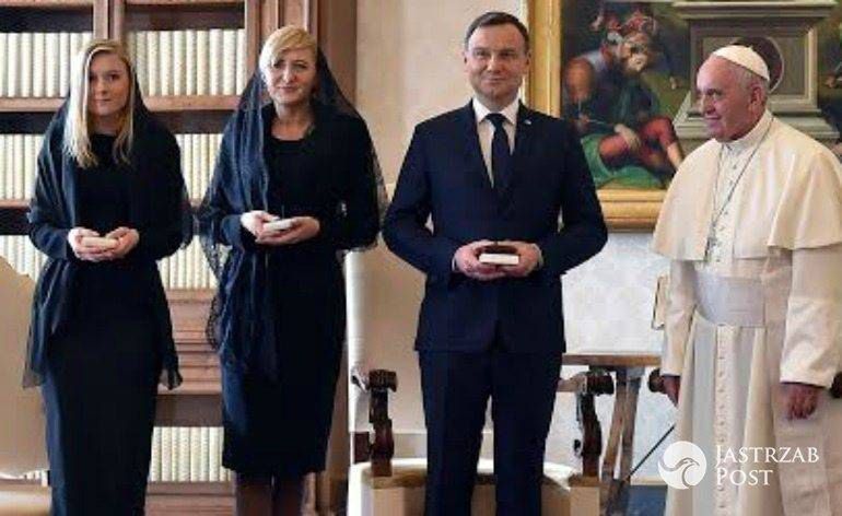 Andrzej i Agata Duda z córką Kingą z wizytą u Papieża