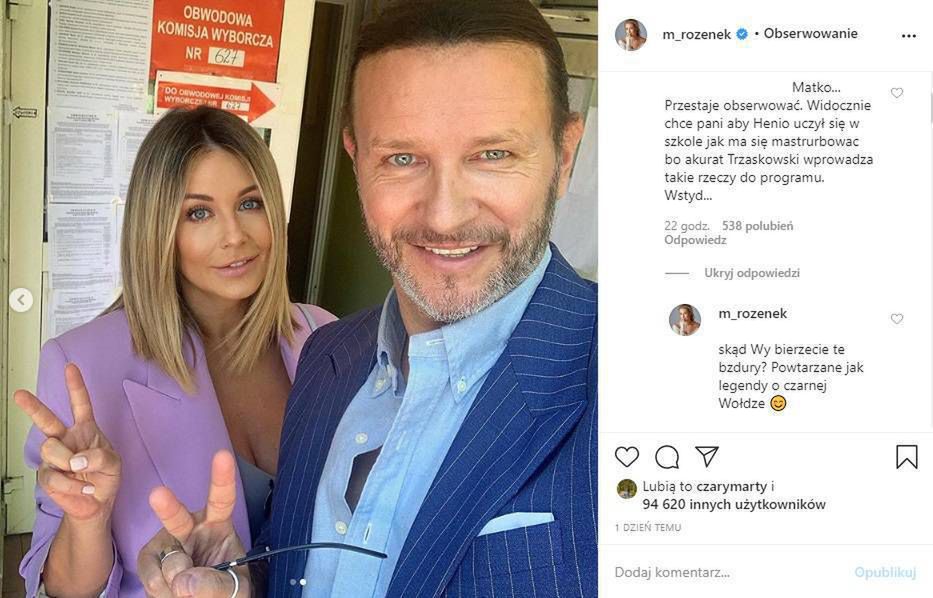 Małgorzata Rozenek odpowiada na komentarz