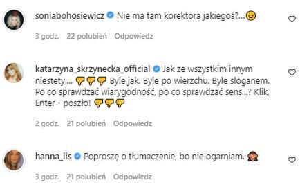 Komentarze pod wpisem Młynarskiej