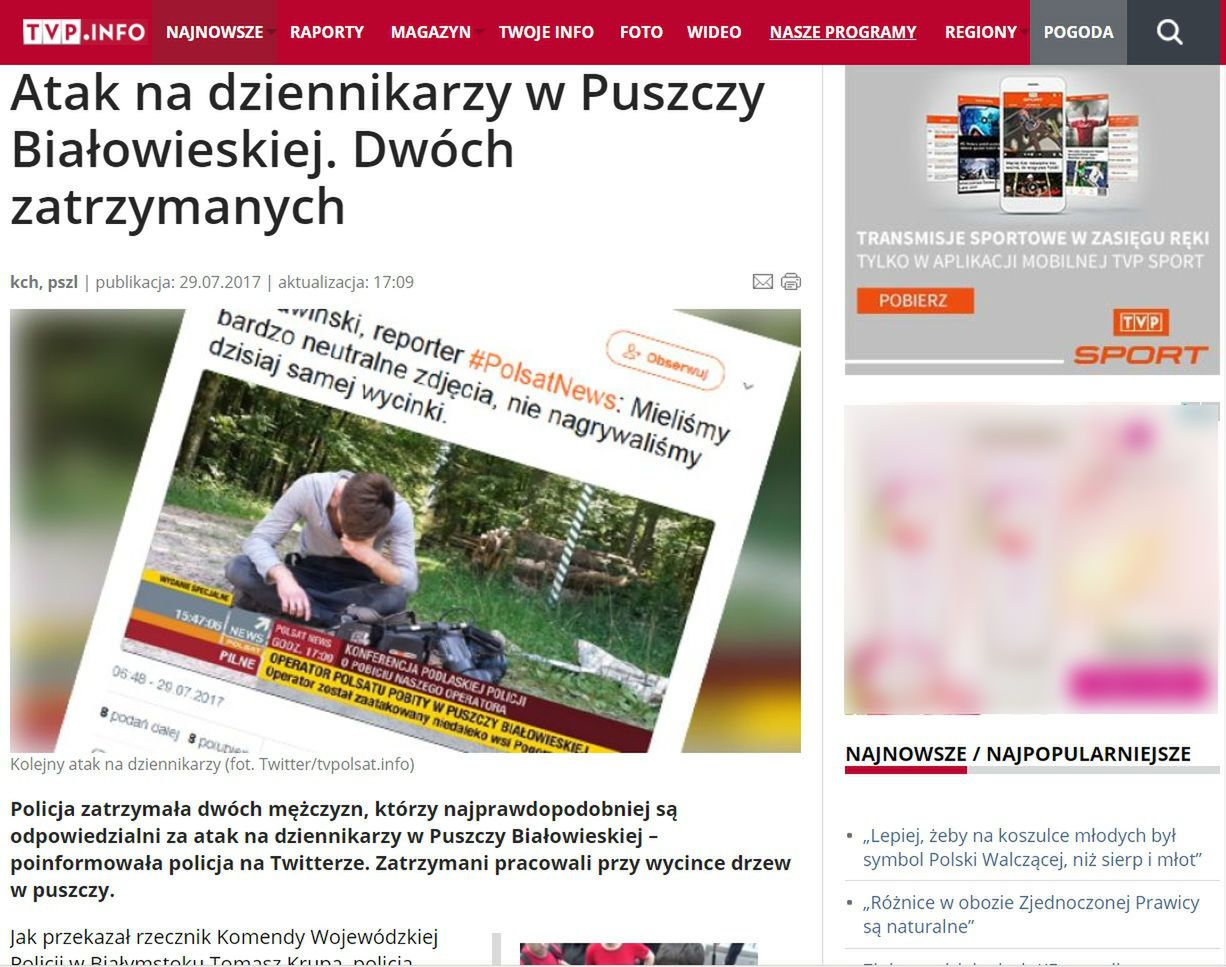 TVP broni atakowanych dziennikarzy. No chyba, że został pobity ktoś z konkurencji