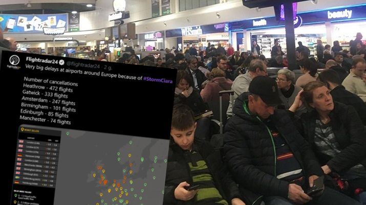 Pogoda. Huragan "Ciara" nad Europą. Setki odwołanych lotów, w tym z Polski.