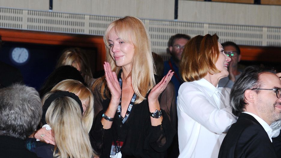 Agnieszka Woźniak-Starak na premierze filmu zmarłego męża