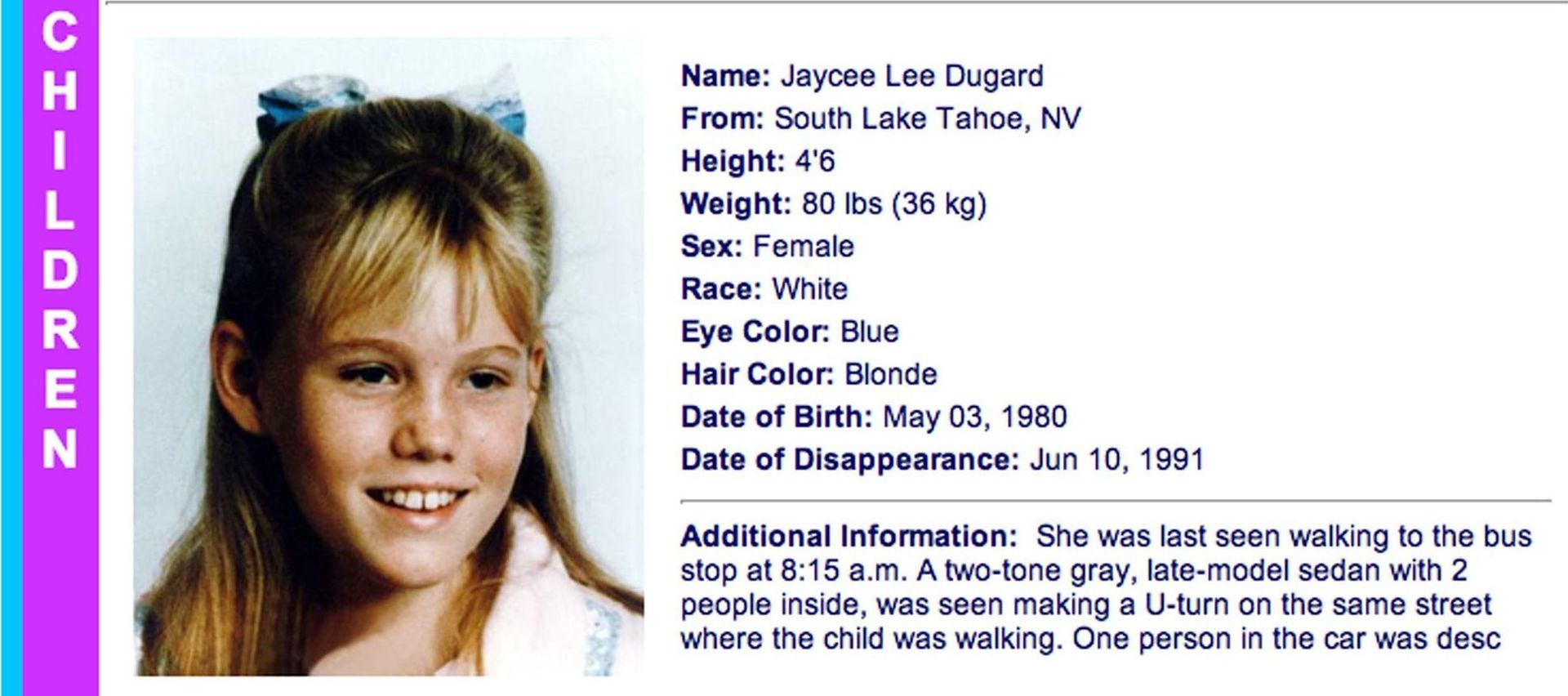Porwanie Jaycee Lee Dugard. Żyła w niewoli 18 lat