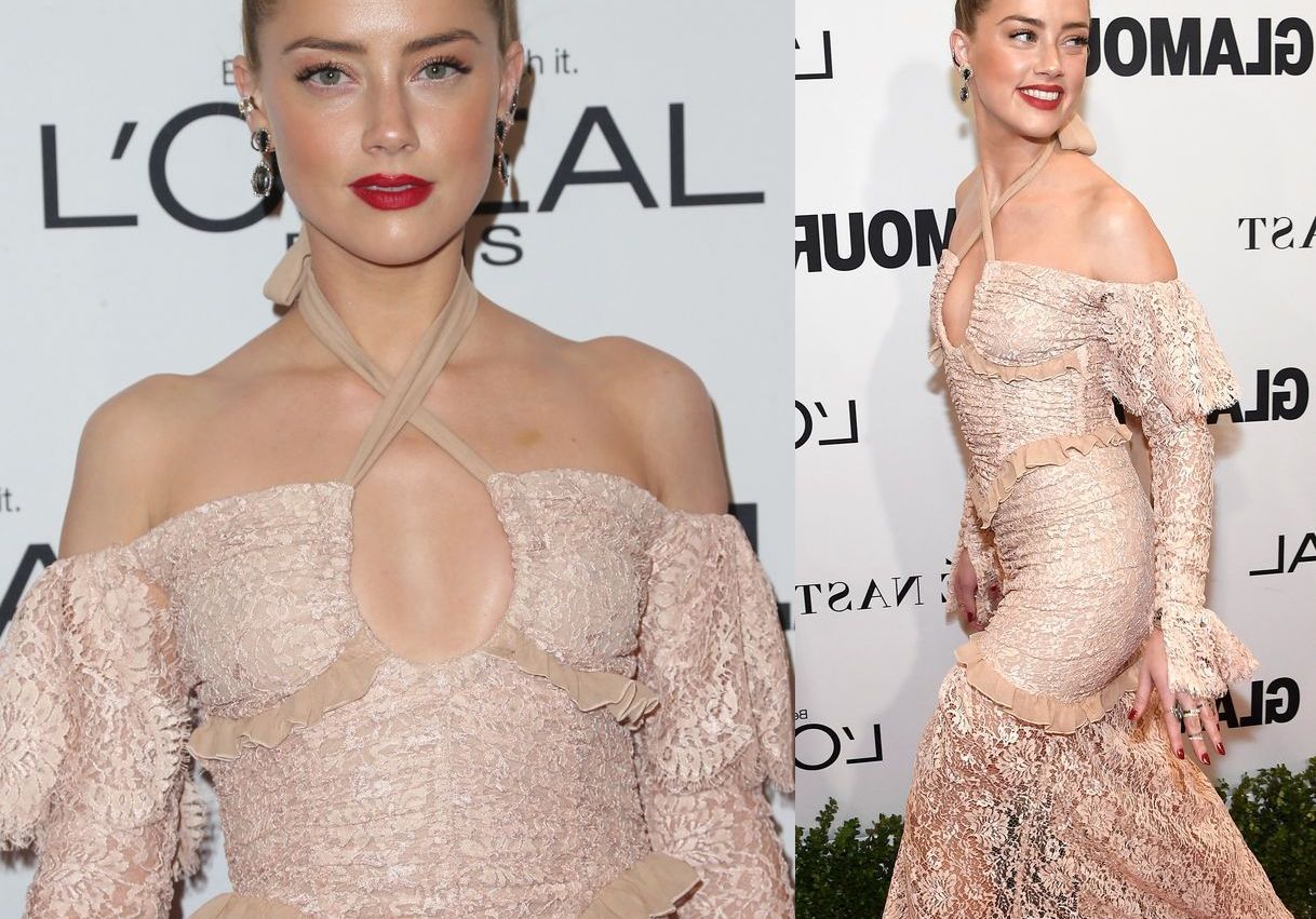 Rozwiedziona Amber Heard kusi głębokim dekoltem i prześwitami