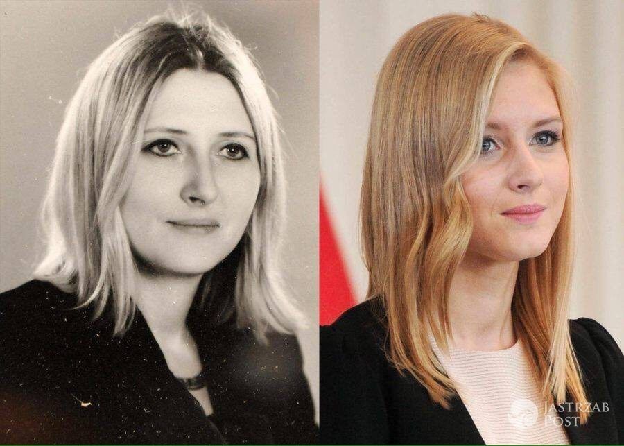 Agata Duda w młodości w długich włosach
