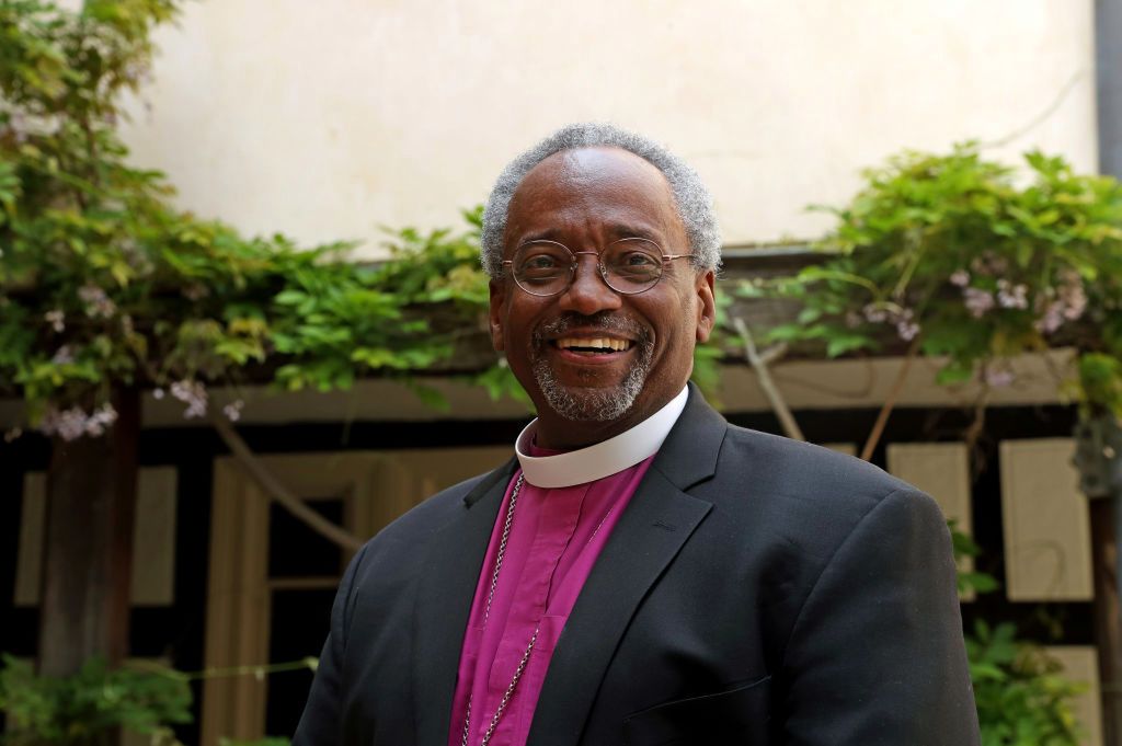 WINDSOR, ENGLAND - MAY 18:  American bishop Michael Curry at St George's Chapel, Windsor, ahead of the royal wedding of Prince Harry and Meghan Markle on May 18, 2018 in Windsor, England. Prince Harry and Meghan Markle have invited Michael Curry to give the address at their wedding.  (Photo by Steve Parsons - Pool / Getty Images) 