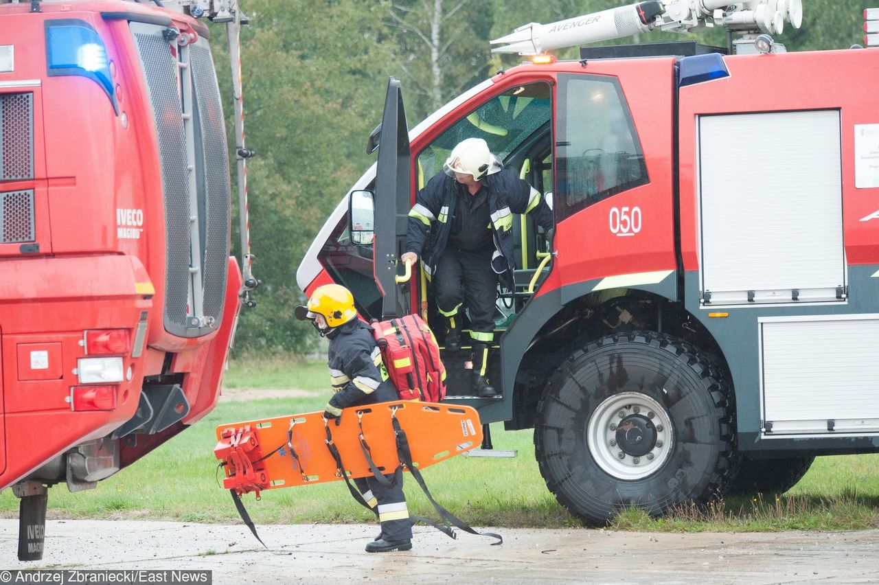 Wypadek w żwirowni. 11 jednostek straży pożarnej w akcji