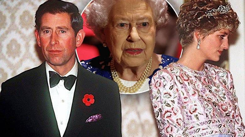 Księżna Diana, książe Karol, królowa Elżbieta II