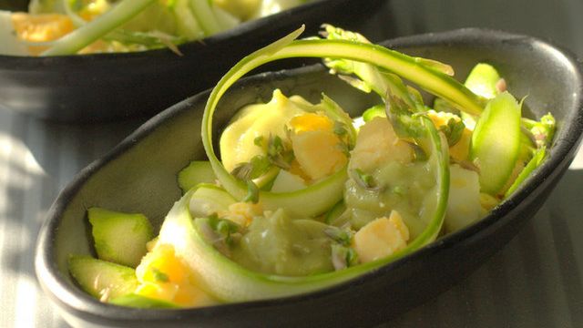 Propozycja na lato -  salatka z jajek ze szparagami i awokado