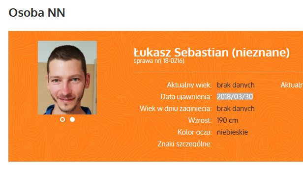 Zrzut ekranu ze strony zaginieni.pl