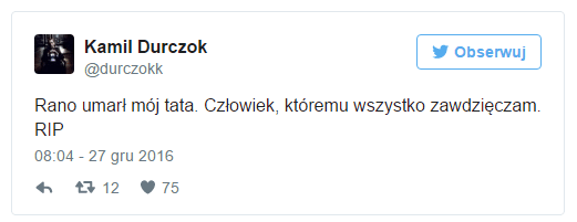 Nie żyje ojciec Kamila Durczoka