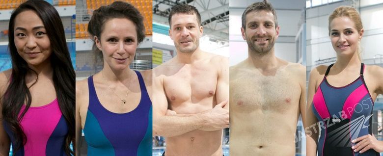 Maciej Dowbor, Ilona Felicjańska i Ola Ciupa. Gwiazdy Celebrity Splash po raz pierwszy w kostiumach kąpielowych