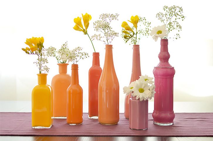 Painted Bottle Vases