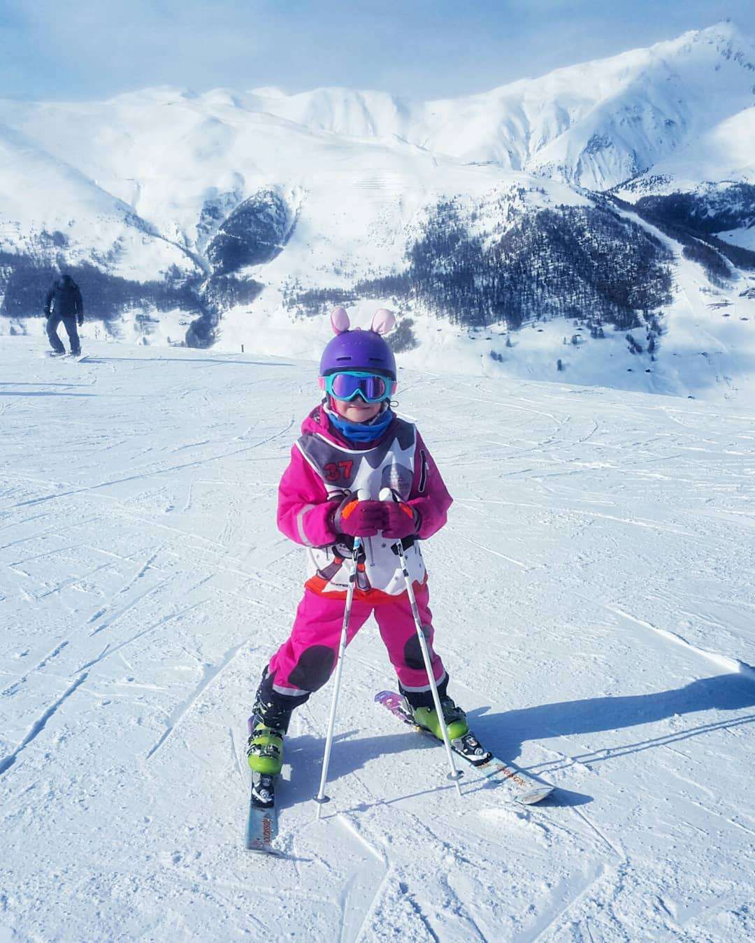 Katarzyna Skrzynecka z córka i mężem w Livigno