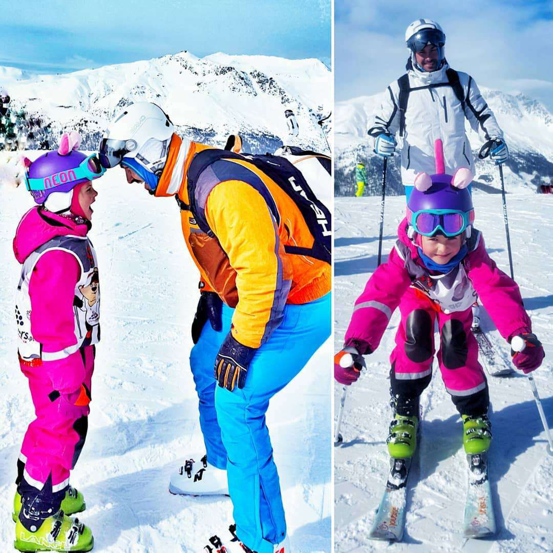 Katarzyna Skrzynecka z córka i mężem w Livigno