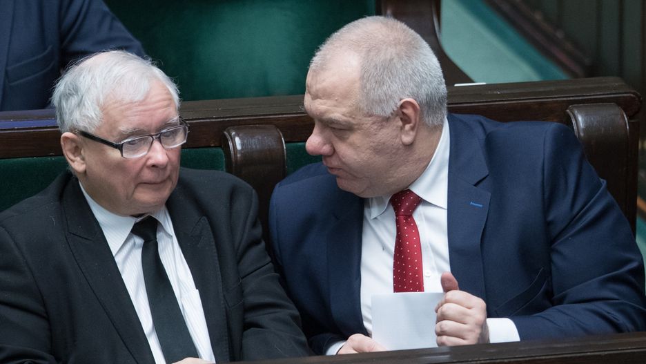 Prezes PiS Jarosław Kaczyński i wicepremier Jacek Sasin
